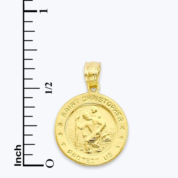 Solid 14k Gold Saint Christopher Pendant - Patron Saint for Travelers - Picture 4 of 5